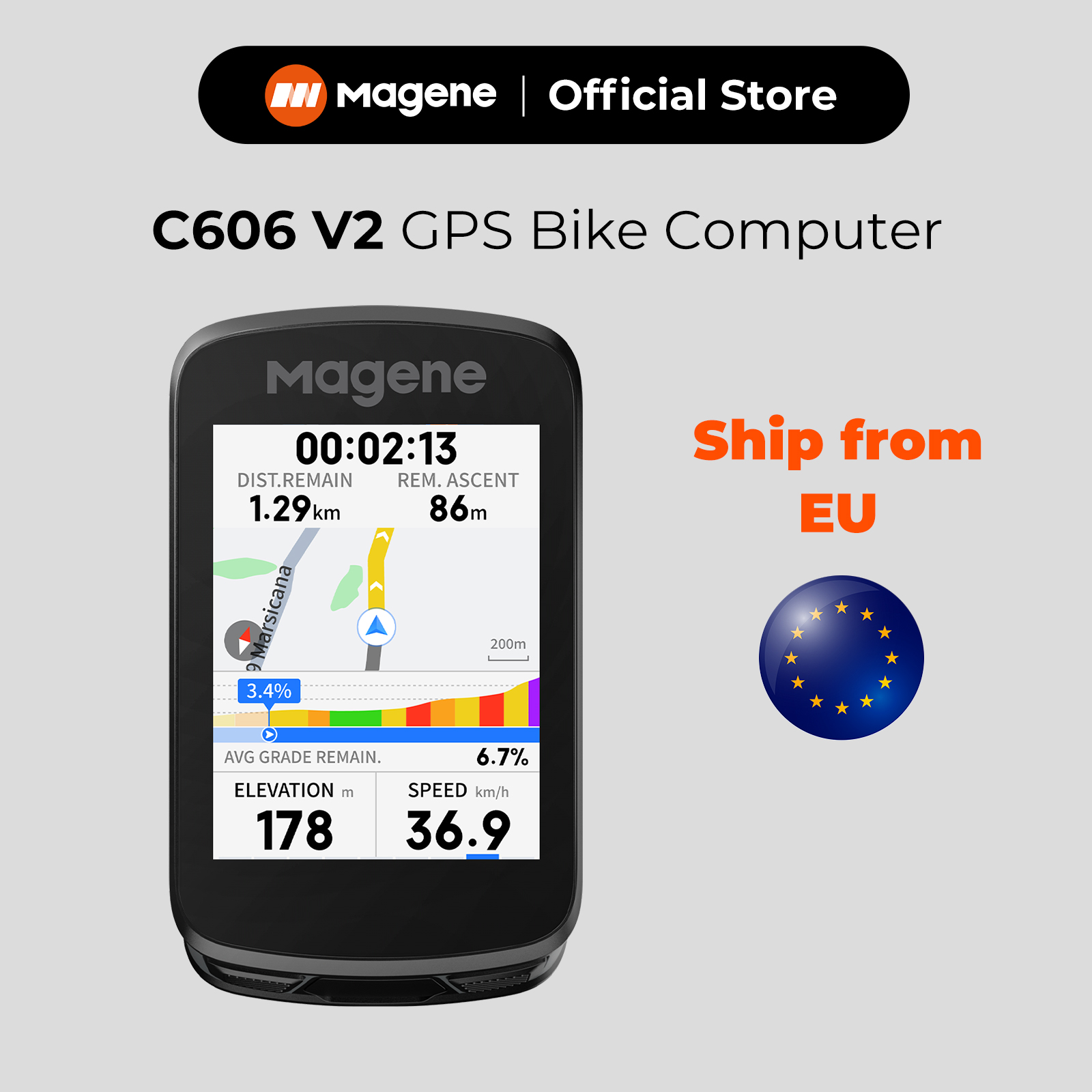 Bike Computer Gps Navigation Map - Komputer rowerowy GPS Magene C606V2, nawigacja,