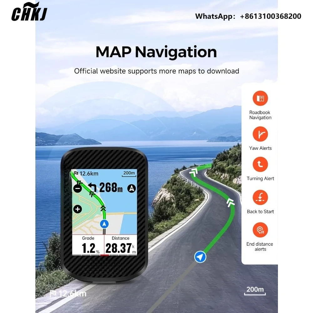 Bike Computer Gps Navigation Map - Komputer rowerowy bezprzewodowy BSC300T GPS, dotykowy